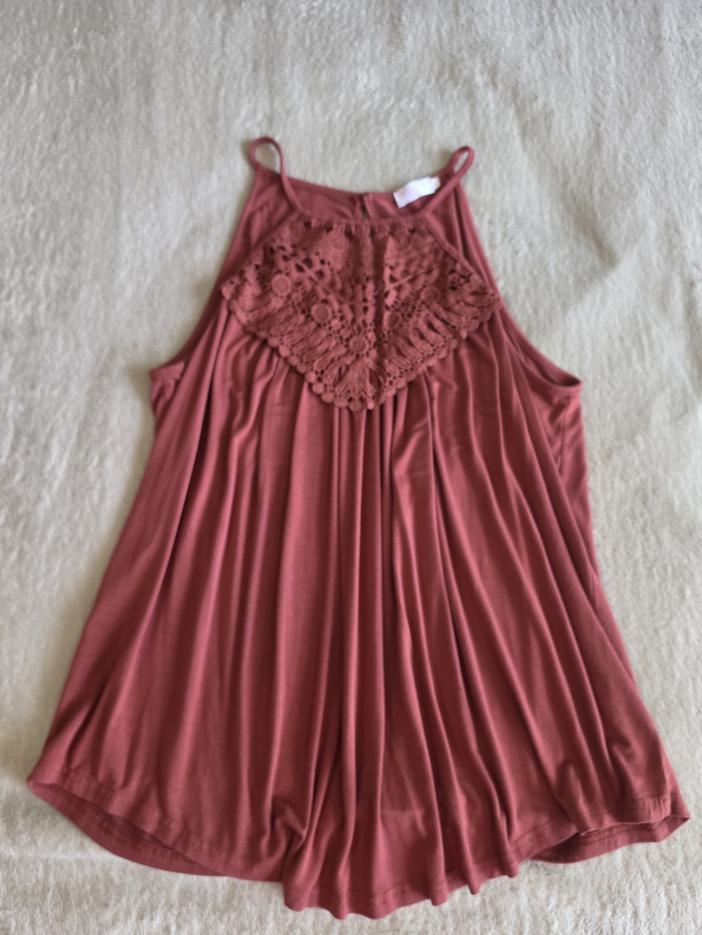Blue Time Women's Crochet Yoke Tank Top - Rust Size:XL